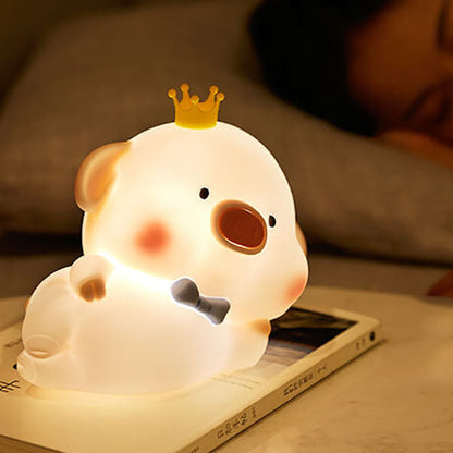 Cute Piggy Silicone LED Night Light Bedside Table Lamp