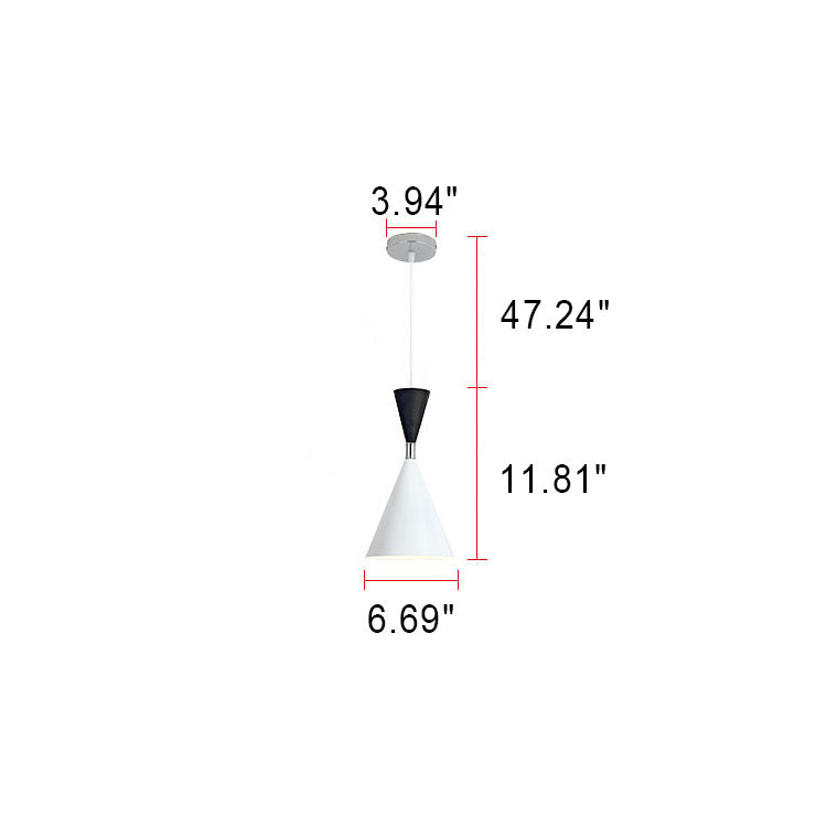 Nordic Minimalist Cone Solid Color Iron Aluminum 1-Light Pendant Light