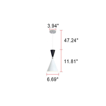 Nordic Minimalist Cone Solid Color Iron Aluminum 1-Light Pendant Light