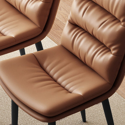 Modern Minimalist Rectangular Microfiber Leather Carbon Steel Dining Chair Backrest Armless For Dining Room