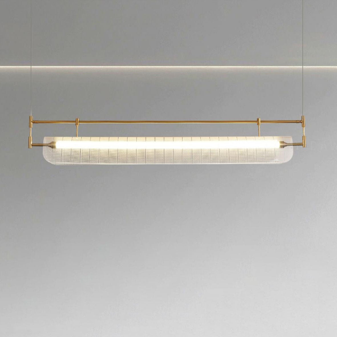Modern Luxury Acrylic Iron Long Strip LED Island Light Pendant Light For Dining Room