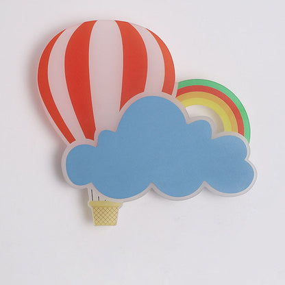 Contemporary Creative Kids Hot Air Balloon Clouds Iron Acrylic LED Wall Sconce Lamp For Bedroom