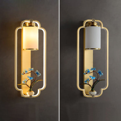 مصباح حائط LED بتصميم عقدة حلقية من النحاس الصيني الحديث 