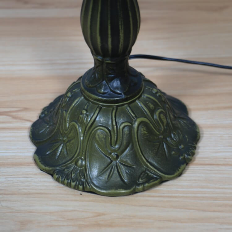 European Tiffany Pebbles Flower Stained Glass Dome 1-Light Table Lamp