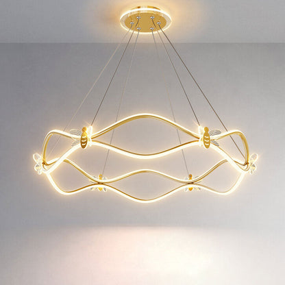 ثريا جزيرة LED بإضاءة 3/4 ضوء مصنوعة من الحديد المموج بتصميم عصري بسيط 