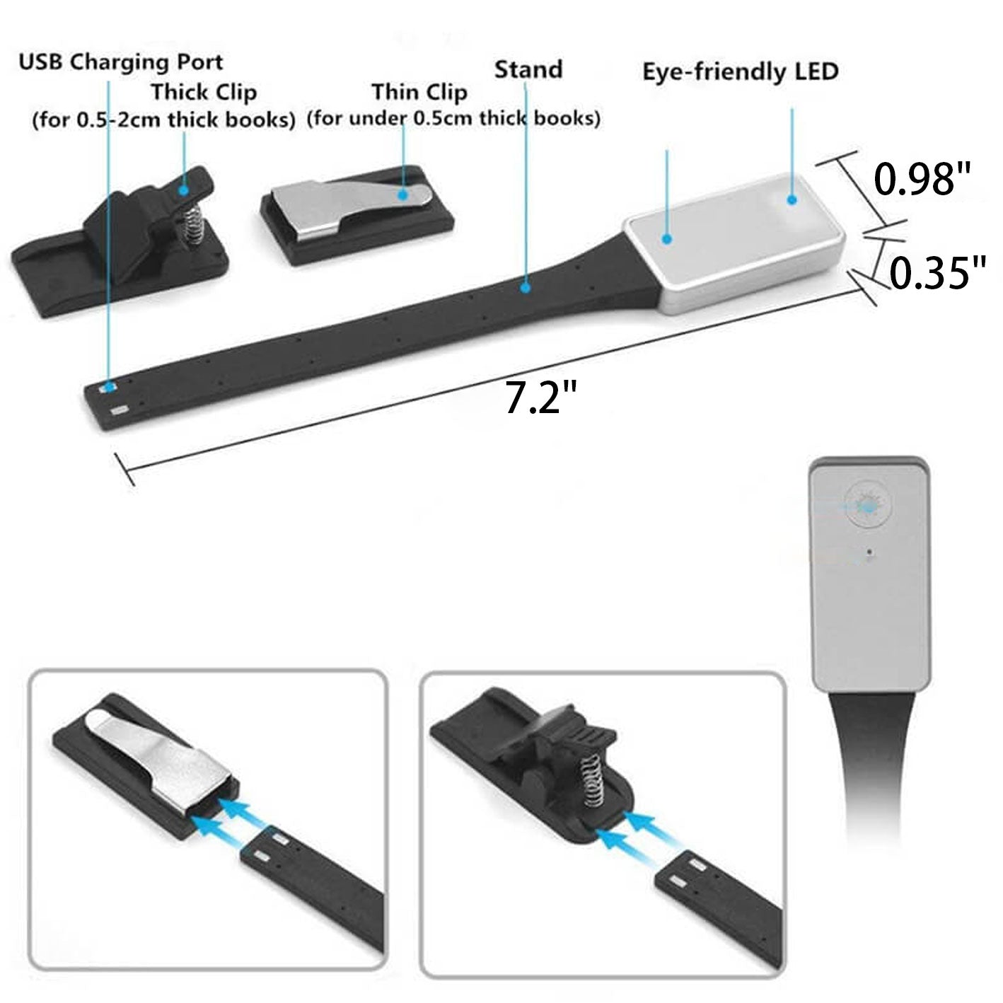 Mini Clip USB Charging LED Table Lamp Bookmark Light