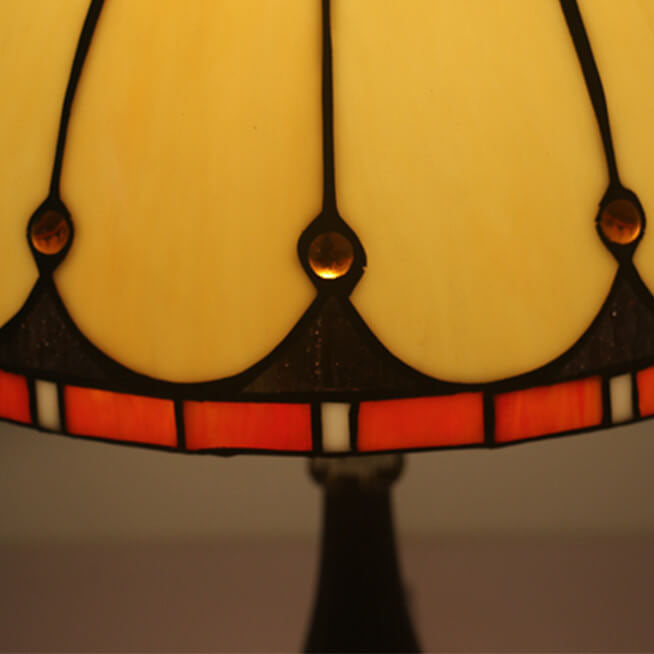 Vintage Tiffany Stained Glass Mediterranean Dome 1-Light Table Lamp