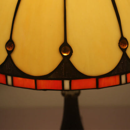Vintage Tiffany Stained Glass Mediterranean Dome 1-Light Table Lamp