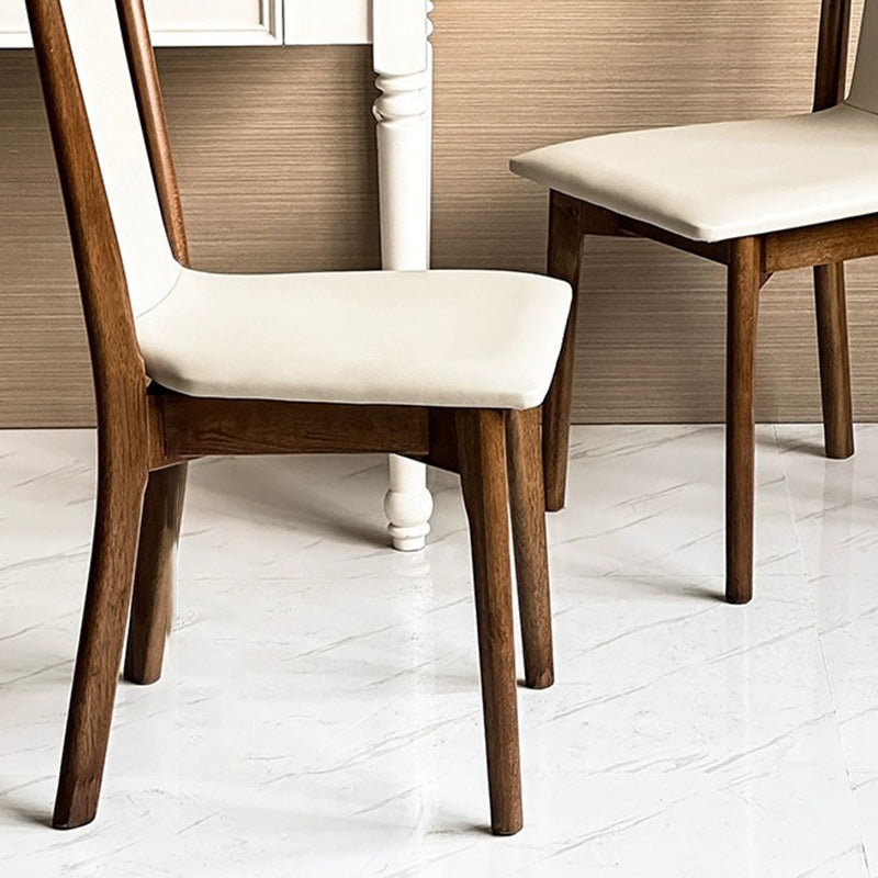 Traditional Chinese Rectangular Solid Wood Faux Leather Dining Chair Backrest For Dining Room