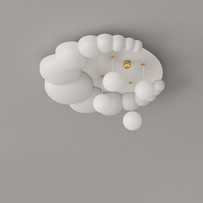 Contemporary Nordic Kids Iron PE Elliptical Round Ball Flower Moon LED Flush Mount Ceiling Light For Bedroom