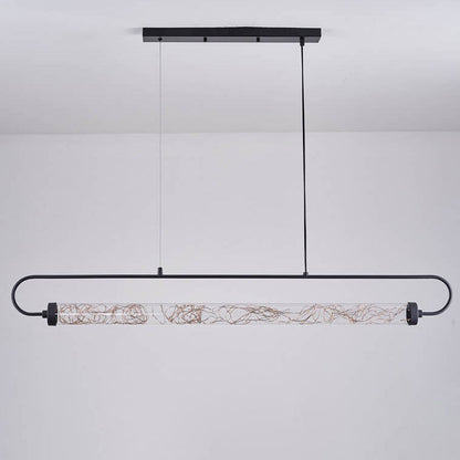Nordic Light Luxury Starry Glass Long Strip LED Island Light Chandelier