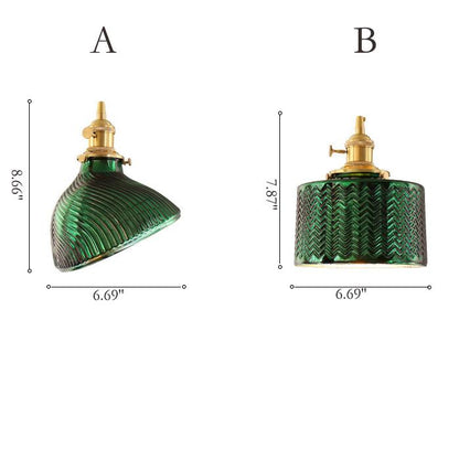 Nordic Vintage Green Brass Glass 1/2/3 Light Island Light Chandelier