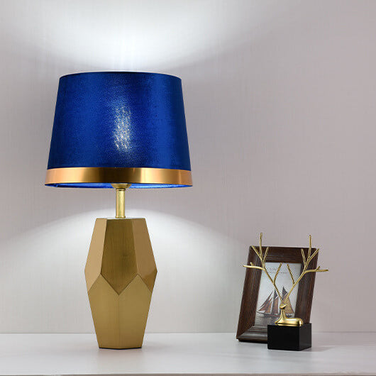 Luxury Art Fabric Metal Geometric Base 1-Light Table Lamp