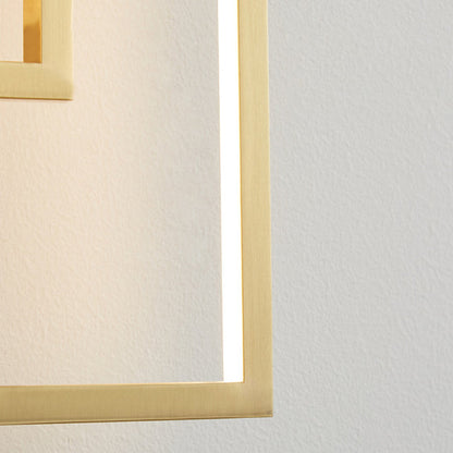 Modern Mid-century All Copper Rectangular Geometric LED Wall Sconce Lamp For Bedside