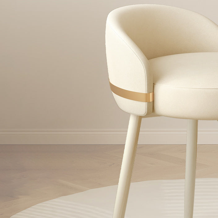 Contemporary Scandinavian Round Napa Leather Swivel Vanity Stool Low Back For Bedroom