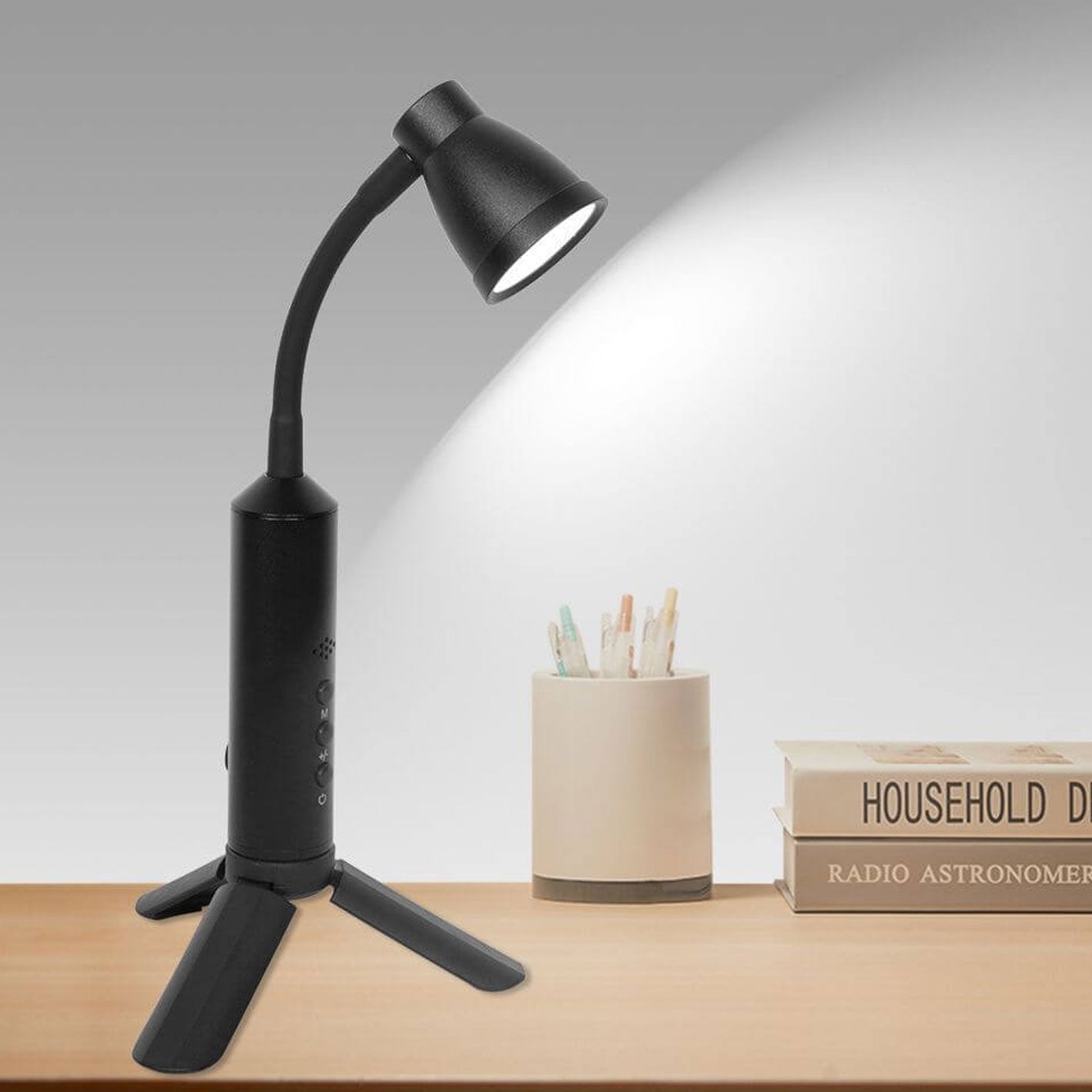 Modern Black Metal Type-C LED Portable Table Lamp