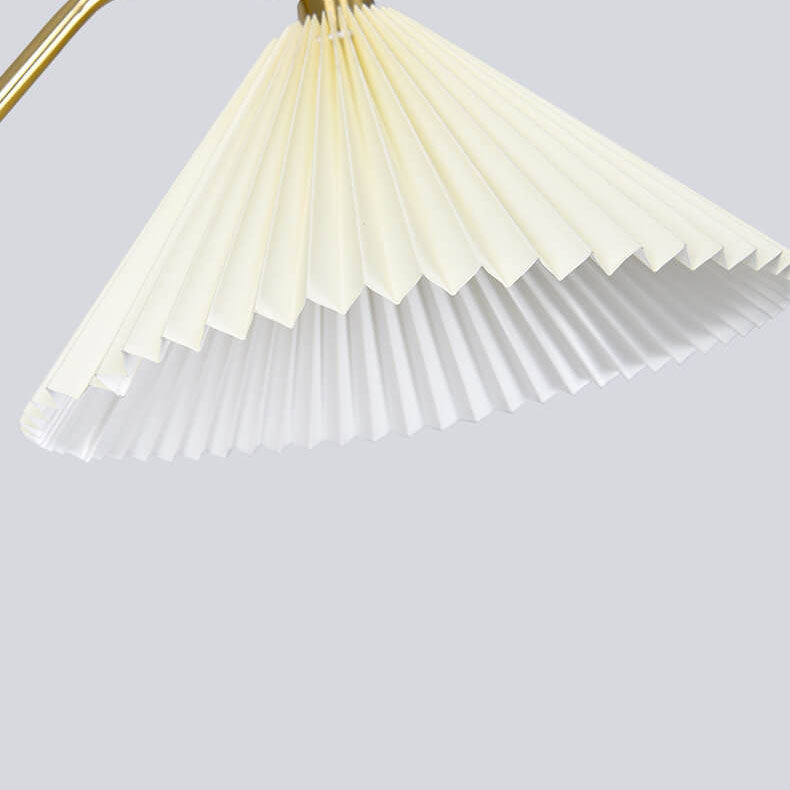 Nordic Minimalist Pleated Shade Marble Solid Wooden Shelf 1-Light Standing Floor Lamp