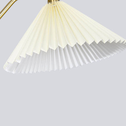 Nordic Minimalist Pleated Shade Marble Solid Wooden Shelf 1-Light Standing Floor Lamp