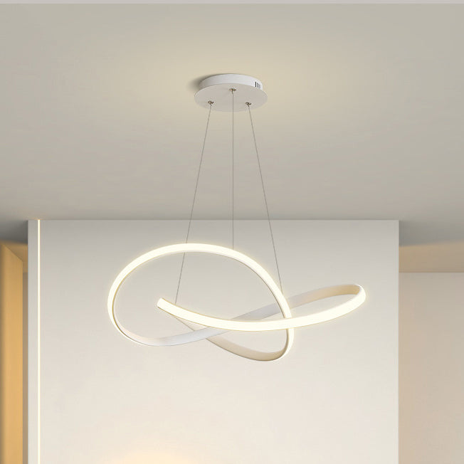 Modern Minimalist Aluminum Twist Ring LED Island Light Pendant Light For Dining Room