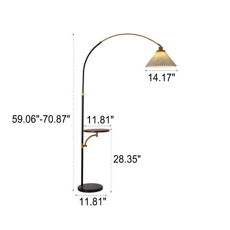 Nordic Pleated Marble Solid Wooden Shelf 1-Light Standing Floor Lamp