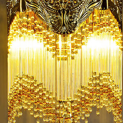 French Full Copper Crystal Tassel Design 1-Light Table Lamp