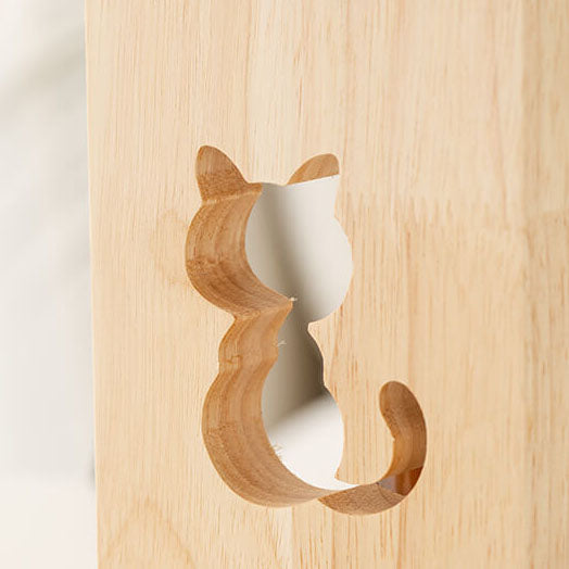 Japanese Creative Iron Cat Whale Hollow Wood Base 1-Light Melting Wax Table Lamp