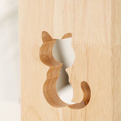 Japanese Creative Iron Cat Whale Hollow Wood Base 1-Light Melting Wax Table Lamp