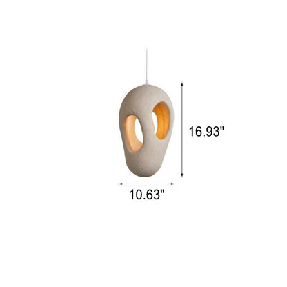 Japanese Wabi-sabi Resin Geometric Circle 1-Light Pendant Light