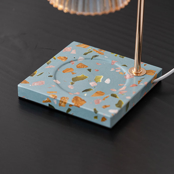Minimalist Terrazzo Glass Shade 1-Light Melting Wax Table Lamp
