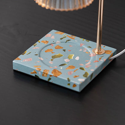 Minimalist Terrazzo Glass Shade 1-Light Melting Wax Table Lamp