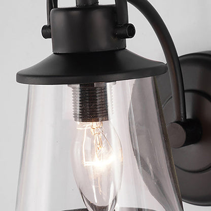 Contemporary Industrial Iron Glass Round Shade 1-Light Waterproof Wall Sconce Lamp For Hallway