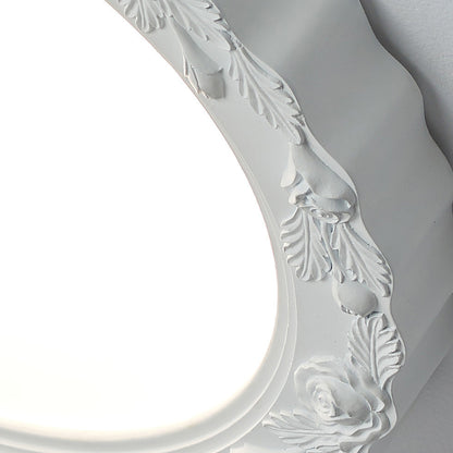Traditional Vintage Round Petal Iron Resin Acrylic LED Flush Mount Ceiling Light For Bedroom