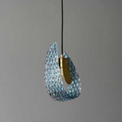 Contemporary Creative Petal Copper Glass 1-Light Pendant Light For Bedroom