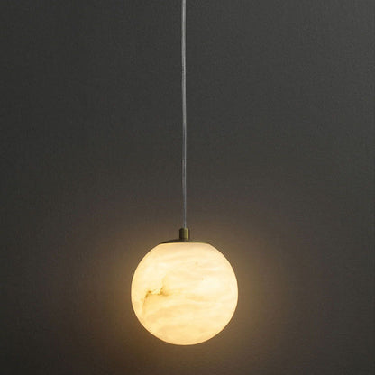 Modern Luxury Geometric Cube Marble Shade Brass 1-Light Pendant Light For Living Room