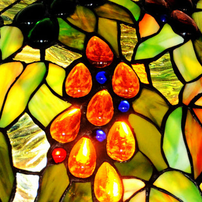 Traditional Tiffany Stained Glass Grape Decor Dome 3-Light Standing Floor Lamp For Study