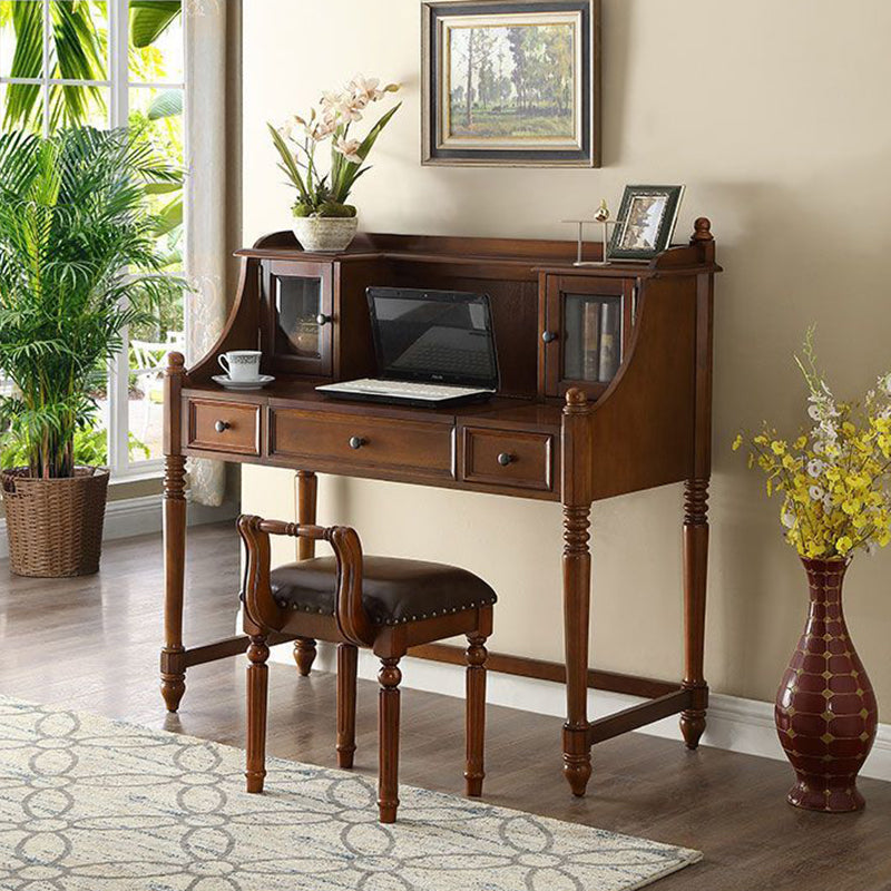 Traditional European Square Tufted Microfiber Leather Upholstered Vanity Stool Low Back For Bedroom
