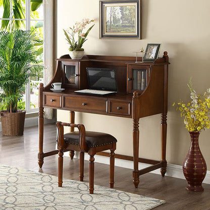 Traditional European Square Tufted Microfiber Leather Upholstered Vanity Stool Low Back For Bedroom