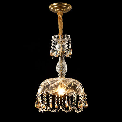 Modern Luxury Crystal Hanging Dome 1-Light Pendant Light