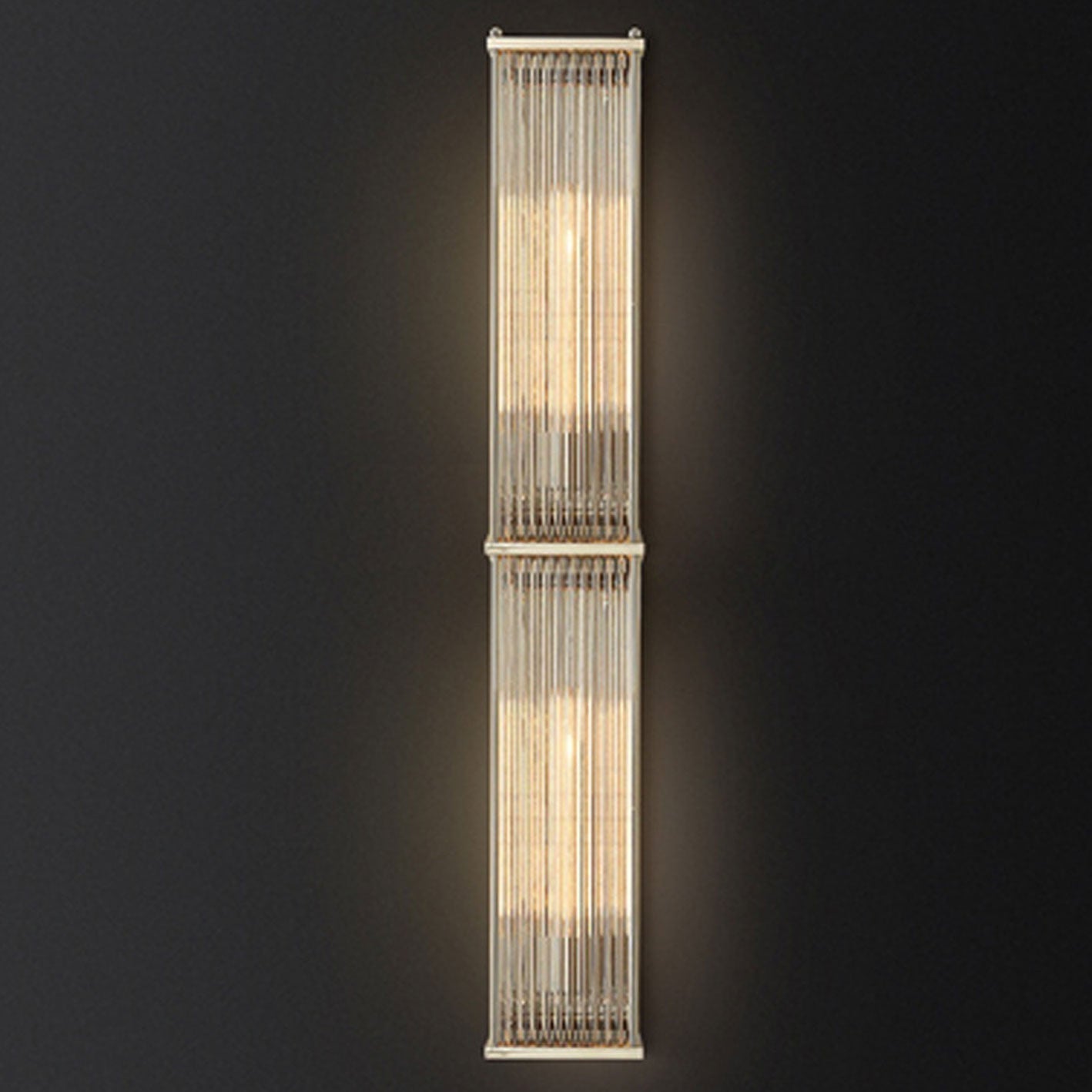 Modern Light Luxury Rectangular Hardware Glass 1-Light Wall Sconce Lamp