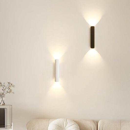 مصباح حائط LED بتصميم أسطواني معاصر من الحديد والألومنيوم بتصميم نورديك لوضعه بجانب السرير 