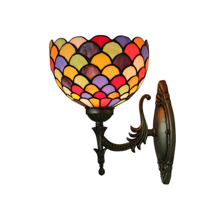 Tiffany Stained Dot Glass 1-Light Wall Sconce Lamp