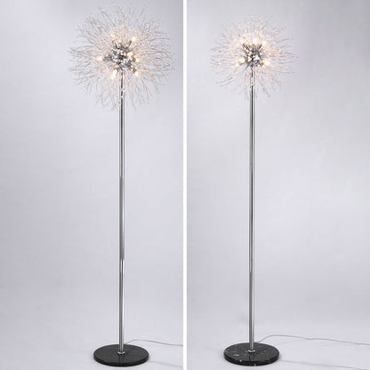 Modern Creative Dandelion Shade Crystal  Aluminum  Marble Base 8/9-Light Standing Floor Lamp