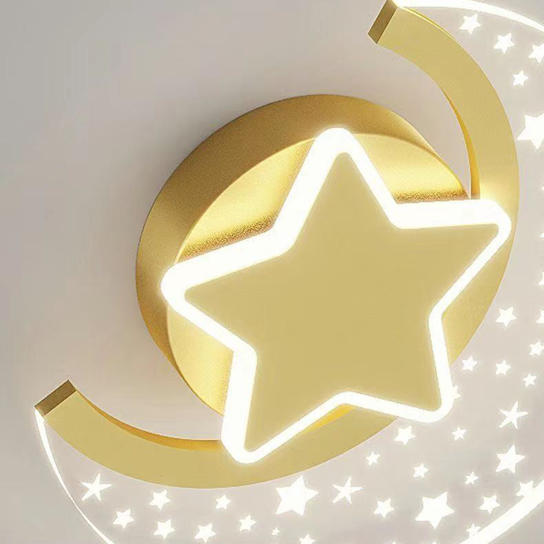 مصباح حائط LED بتصميم نجمة القمر مصنوع من الحديد والألومنيوم والأكريليك بتصميم بسيط وعصري لوضعه بجانب السرير 