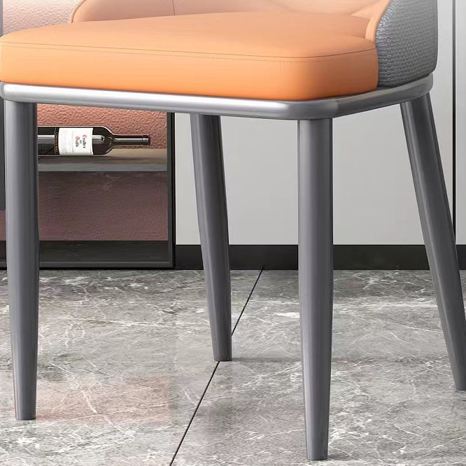 Modern Minimalist Square Four Legs Metal Microfiber Leather Dining Chair Backrest Armless For Dining Room