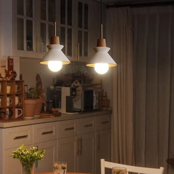 Nordic Minimalist Macaron Wood Cement  1-Light Pendant Light