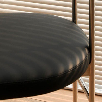 Contemporary Nordic Half Round Microfiber Leather Metal Wood Curved Backrest Dining Chair For Dining Room