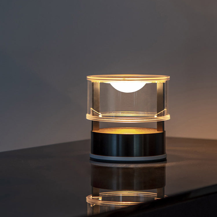 Modern Simplicity PMMA PC Stainless Steel Aluminum Cylinder LED Table Lamp For Bedside