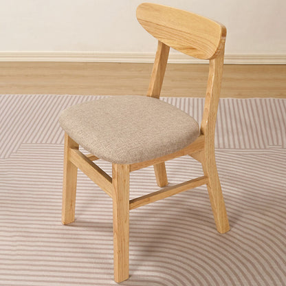 Modern Minimalist Square Bent Backrest Wood Fabric Dining Chair For Dining Room