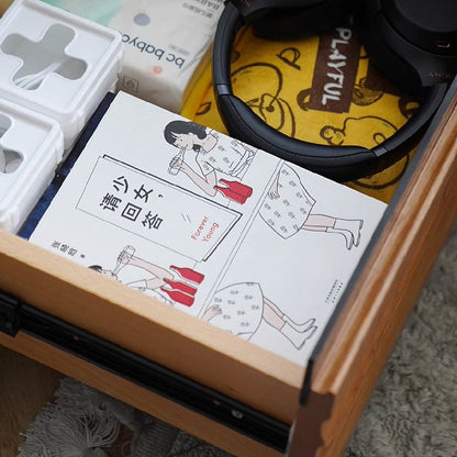 Traditional Vintage Rectangular Rock Slab Wood Base Nightstand 2-Drawer For Bedroom