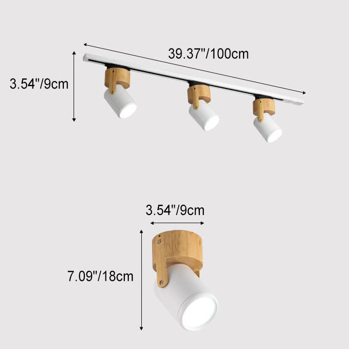 Minimalist Wooden Long Spotlight Track Light 1/3 Light LED Flush Mount Ceiling Light